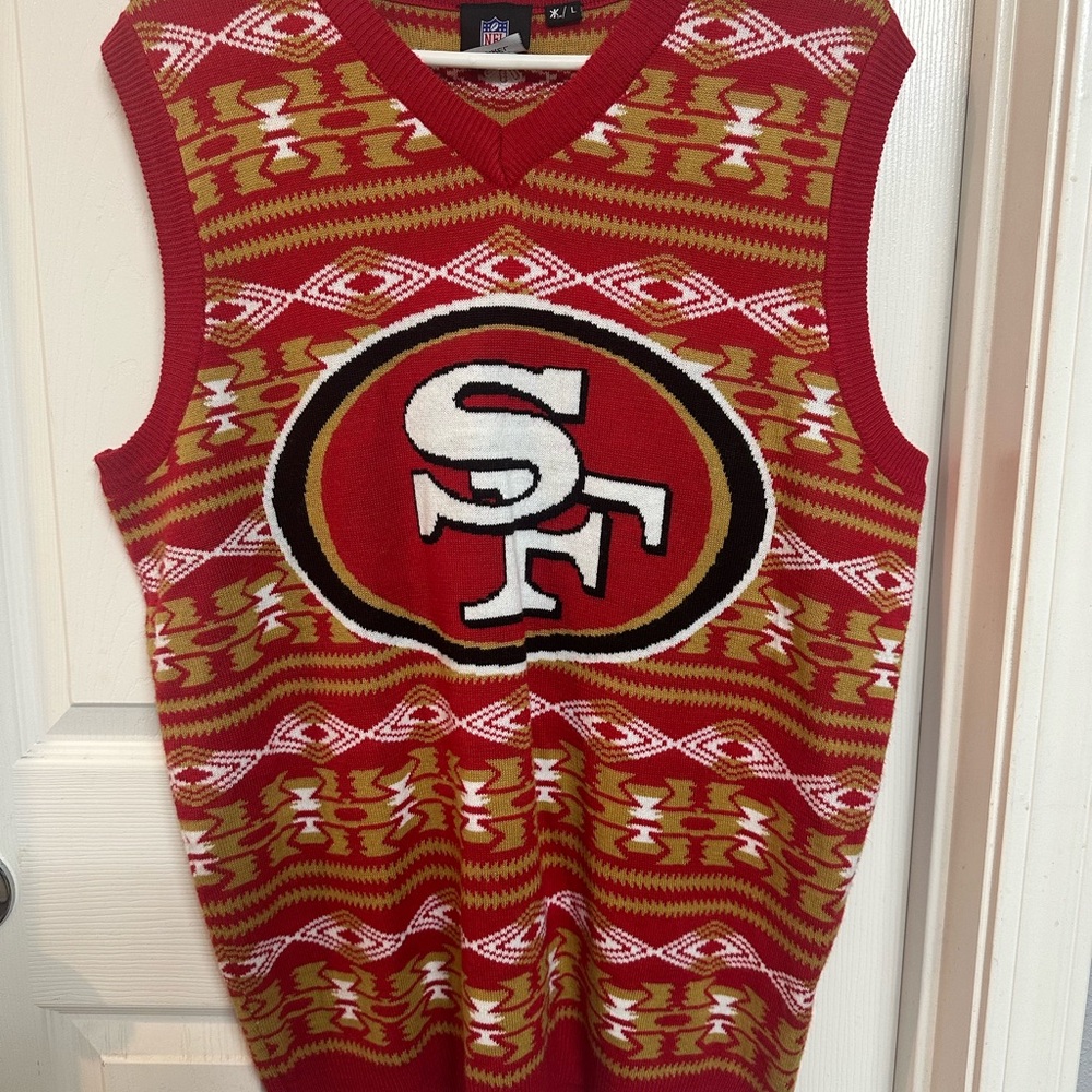 NFL San Francisco 49ers Red and Gold Knit Sweater Vest
